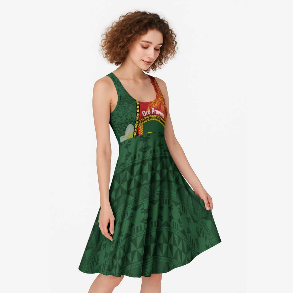 Personalised PNG Oro Provins Midi Dress Papua New Guinea Plumeria Melanesian Pattern - Polynesian Pride