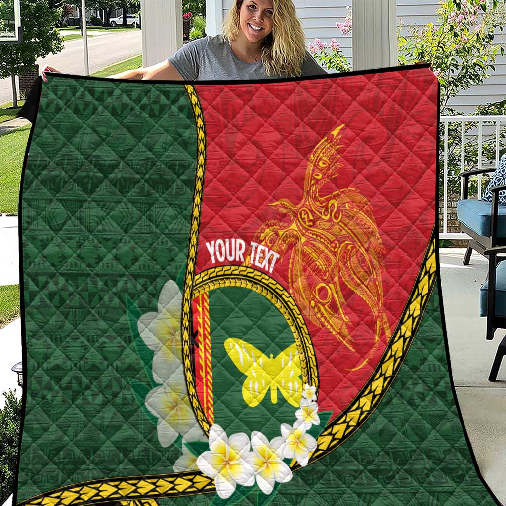 Personalised PNG Oro Provins Quilt Papua New Guinea Plumeria Melanesian Pattern LT14 Green - Polynesian Pride