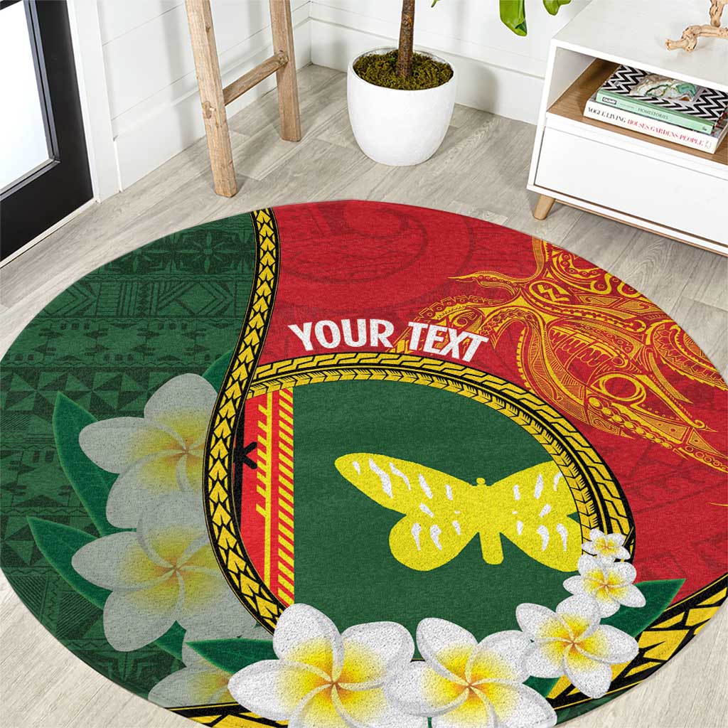 Personalised PNG Oro Provins Round Carpet Papua New Guinea Plumeria Melanesian Pattern LT14 Green - Polynesian Pride