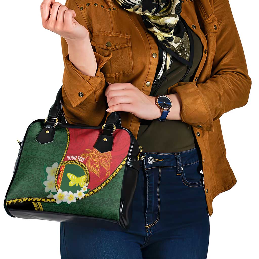 Personalised PNG Oro Provins Shoulder Handbag Papua New Guinea Plumeria Melanesian Pattern - Polynesian Pride