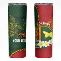 Personalised PNG Oro Provins Skinny Tumbler Papua New Guinea Plumeria Melanesian Pattern LT14 Green - Polynesian Pride