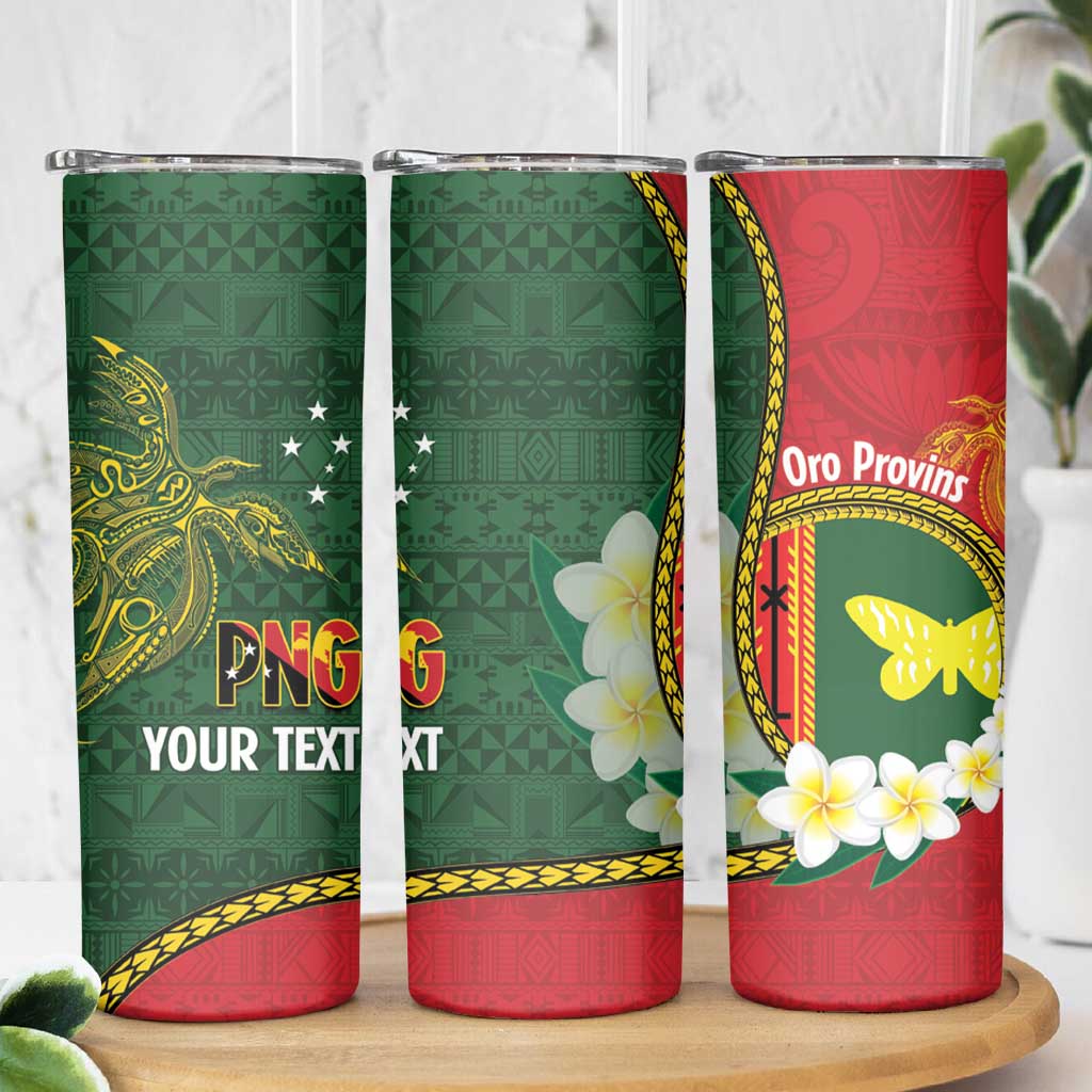 Personalised PNG Oro Provins Skinny Tumbler Papua New Guinea Plumeria Melanesian Pattern LT14 - Polynesian Pride