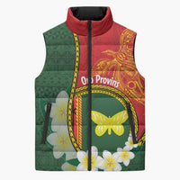 Personalised PNG Oro Provins Sleeveless Puffer Jacket Papua New Guinea Plumeria Melanesian Pattern LT14 Green - Polynesian Pride