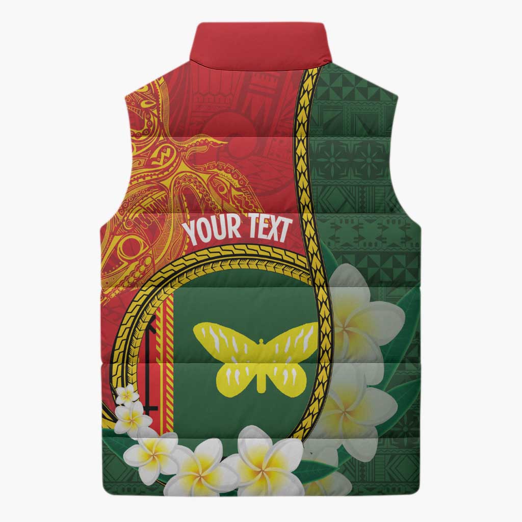 Personalised PNG Oro Provins Sleeveless Puffer Jacket Papua New Guinea Plumeria Melanesian Pattern LT14 - Polynesian Pride