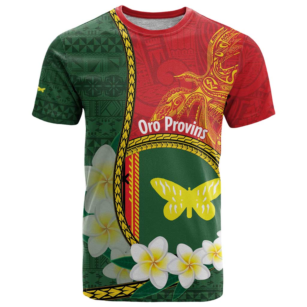 Personalised PNG Oro Provins T Shirt Papua New Guinea Plumeria Melanesian Pattern - Polynesian Pride