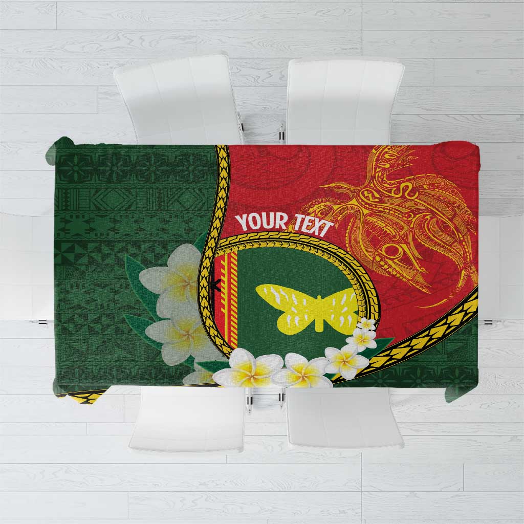 Personalised PNG Oro Provins Tablecloth Papua New Guinea Plumeria Melanesian Pattern LT14 Green - Polynesian Pride