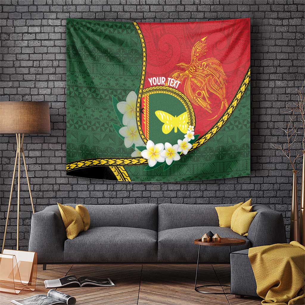 Personalised PNG Oro Provins Tapestry Papua New Guinea Plumeria Melanesian Pattern LT14 Green - Polynesian Pride