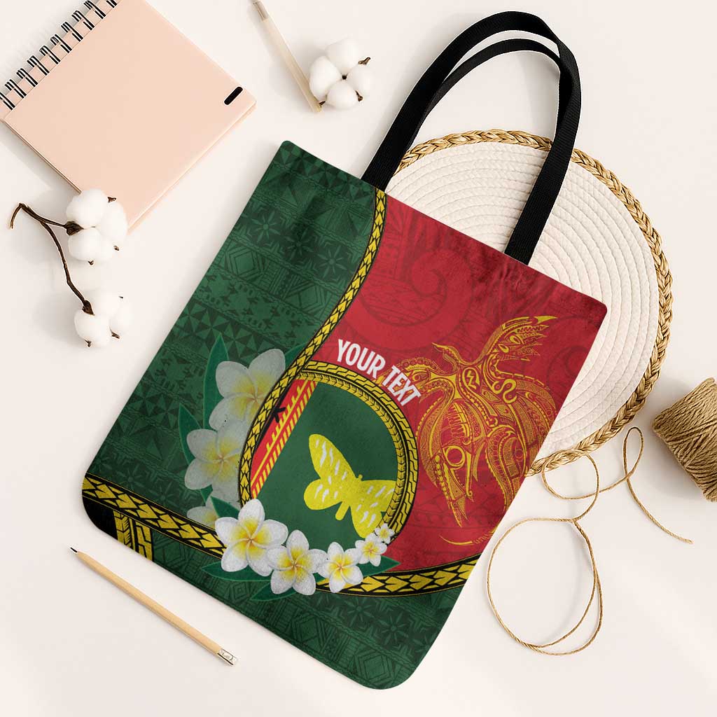 Personalised PNG Oro Provins Tote Bag Papua New Guinea Plumeria Melanesian Pattern - Polynesian Pride