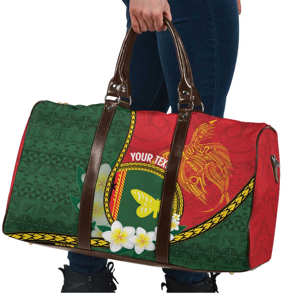 Personalised PNG Oro Provins Travel Bag Papua New Guinea Plumeria Melanesian Pattern - Polynesian Pride