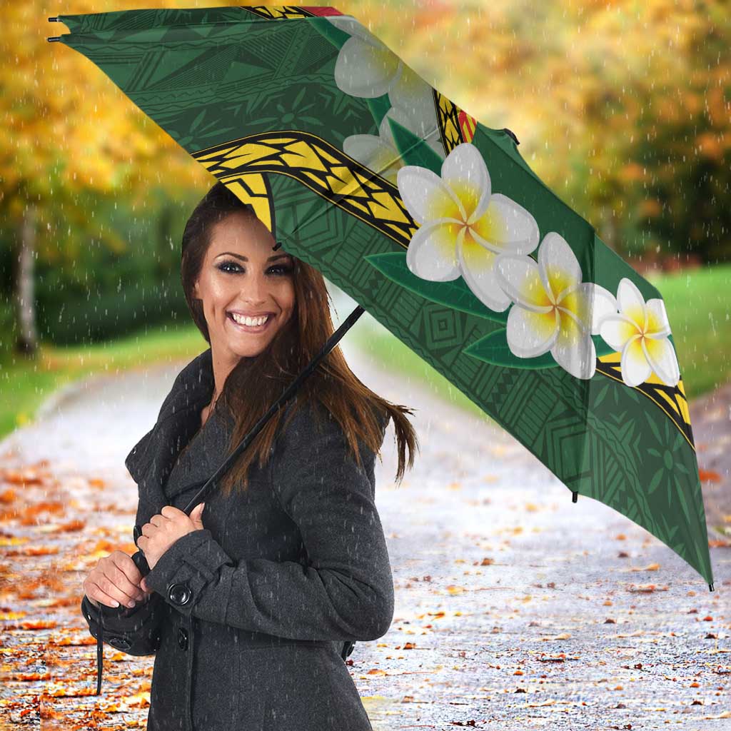 Personalised PNG Oro Provins Umbrella Papua New Guinea Plumeria Melanesian Pattern - Polynesian Pride