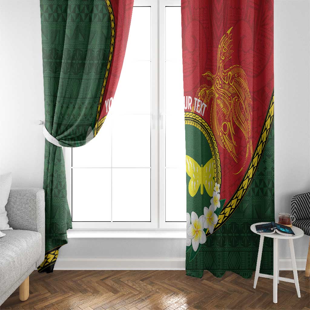 Personalised PNG Oro Provins Window Curtain Papua New Guinea Plumeria Melanesian Pattern - Polynesian Pride