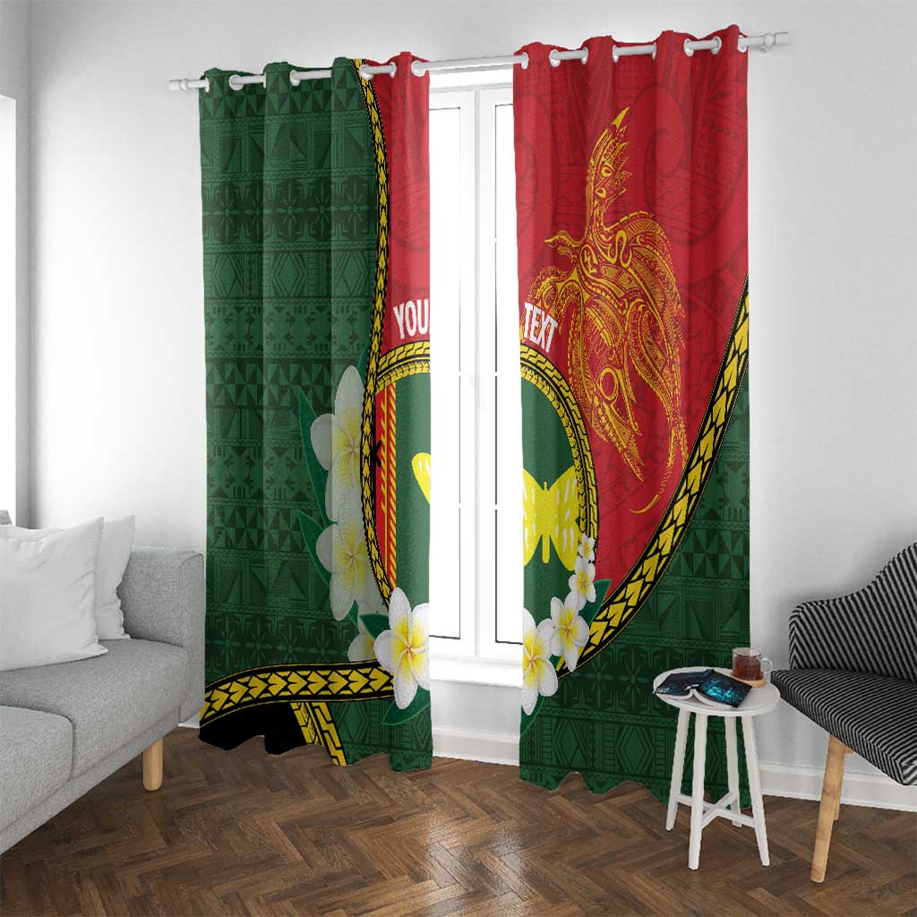 Personalised PNG Oro Provins Window Curtain Papua New Guinea Plumeria Melanesian Pattern - Polynesian Pride