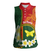 Personalised PNG Oro Provins Women Sleeveless Polo Shirt Papua New Guinea Plumeria Melanesian Pattern LT14 Female Green - Polynesian Pride