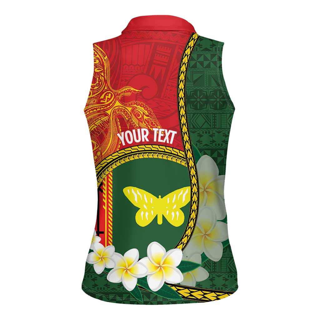 Personalised PNG Oro Provins Women Sleeveless Polo Shirt Papua New Guinea Plumeria Melanesian Pattern LT14 - Polynesian Pride