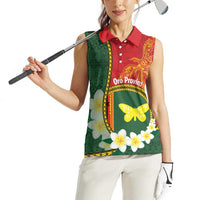 Personalised PNG Oro Provins Women Sleeveless Polo Shirt Papua New Guinea Plumeria Melanesian Pattern LT14 - Polynesian Pride