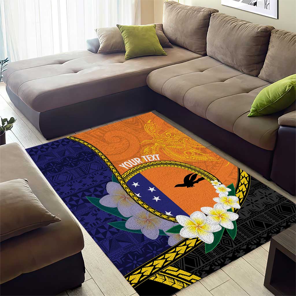 Personalised PNG Niu Ailan Area Rug Papua New Guinea Plumeria Melanesian Pattern - Polynesian Pride