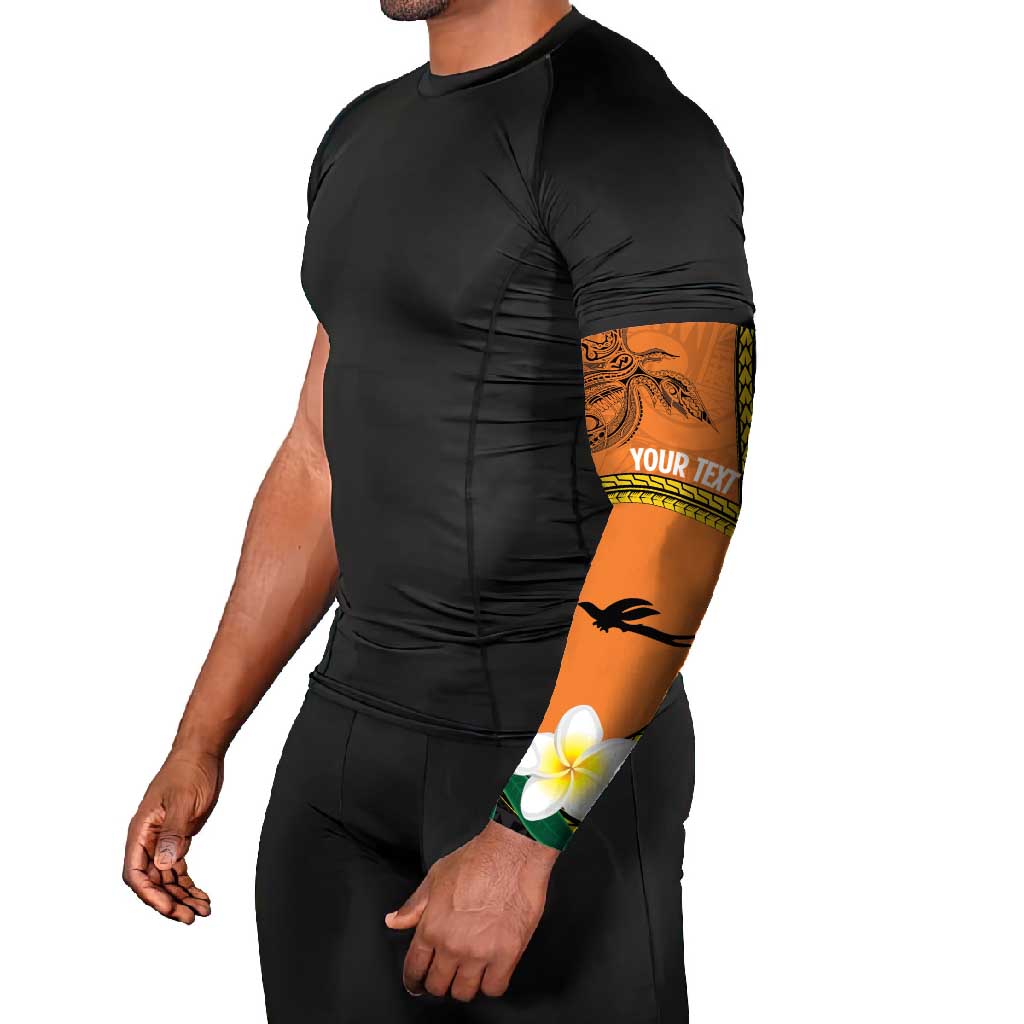 Personalised PNG Niu Ailan Arm Sleeves Papua New Guinea Plumeria Melanesian Pattern - Polynesian Pride