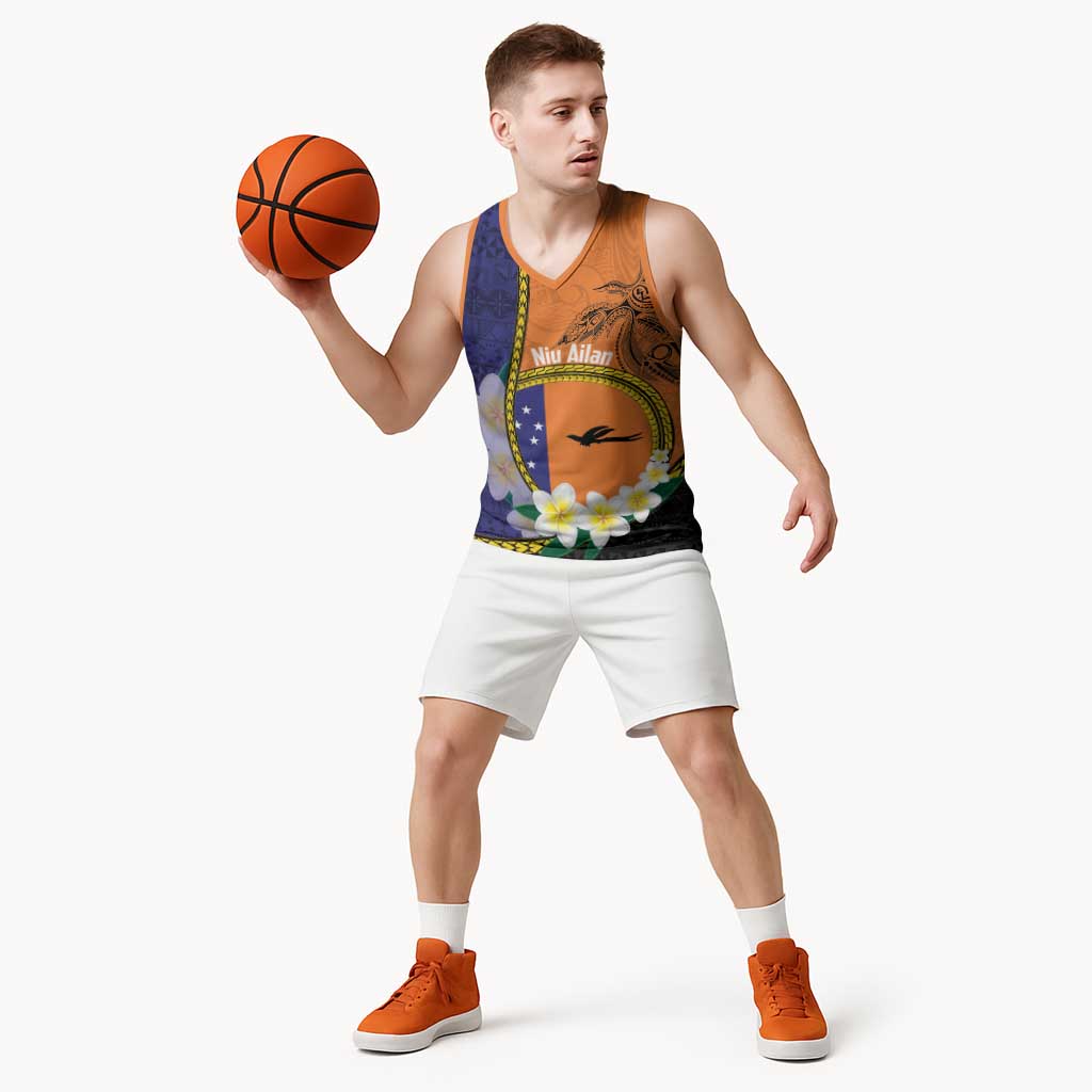 Personalised PNG Niu Ailan Basketball Jersey Papua New Guinea Plumeria Melanesian Pattern - Polynesian Pride