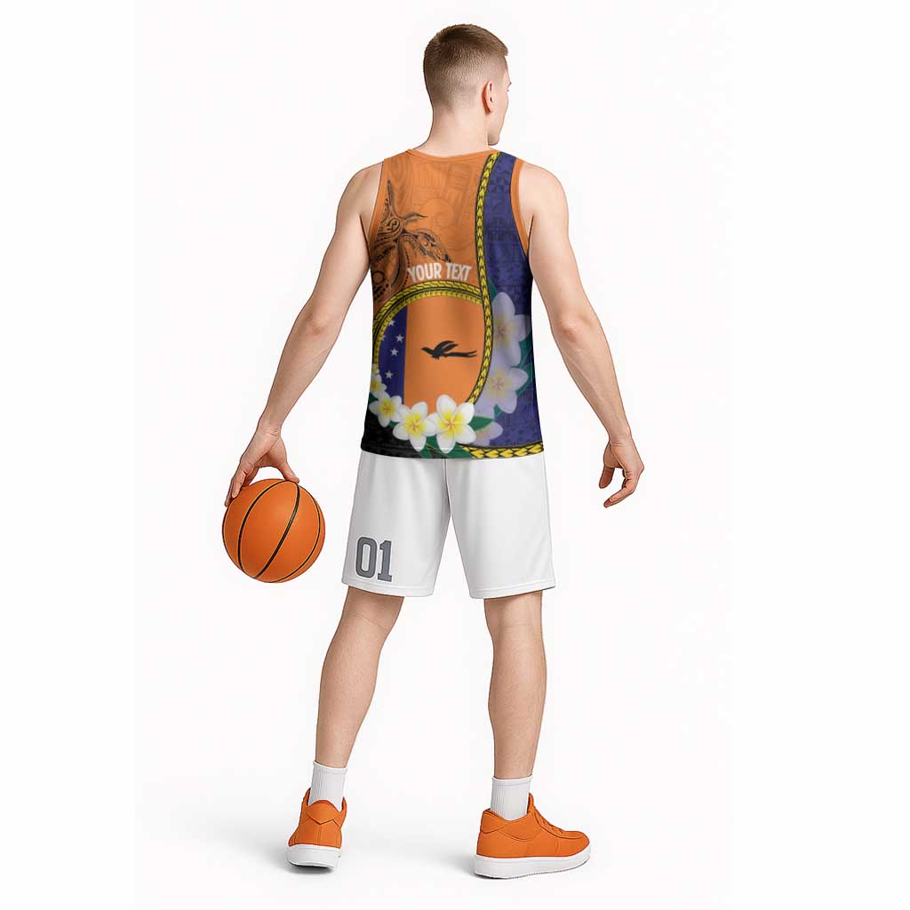 Personalised PNG Niu Ailan Basketball Jersey Papua New Guinea Plumeria Melanesian Pattern - Polynesian Pride