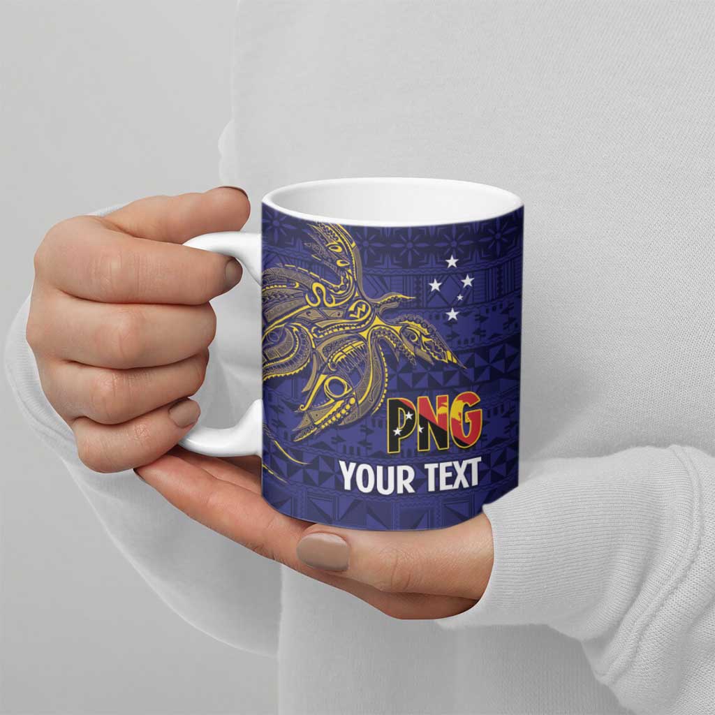 Personalised PNG Niu Ailan Ceramic Mug Papua New Guinea Plumeria Melanesian Pattern - Polynesian Pride