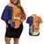 Personalised PNG Niu Ailan Couples Matching Off Shoulder Short Dress and Hawaiian Shirt Papua New Guinea Plumeria Melanesian Pattern - Polynesian Pride