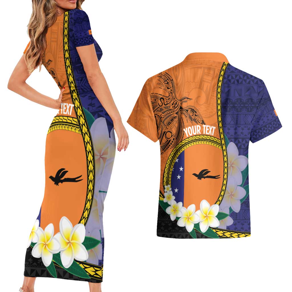 Personalised PNG Niu Ailan Couples Matching Short Sleeve Bodycon Dress and Hawaiian Shirt Papua New Guinea Plumeria Melanesian Pattern LT14 - Polynesian Pride