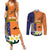 Personalised PNG Niu Ailan Couples Matching Summer Maxi Dress and Long Sleeve Button Shirt Papua New Guinea Plumeria Melanesian Pattern - Polynesian Pride