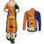 Personalised PNG Niu Ailan Couples Matching Summer Maxi Dress and Long Sleeve Button Shirt Papua New Guinea Plumeria Melanesian Pattern - Polynesian Pride