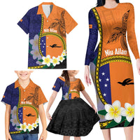 Personalised PNG Niu Ailan Family Matching Long Sleeve Bodycon Dress and Hawaiian Shirt Papua New Guinea Plumeria Melanesian Pattern LT14 - Polynesian Pride