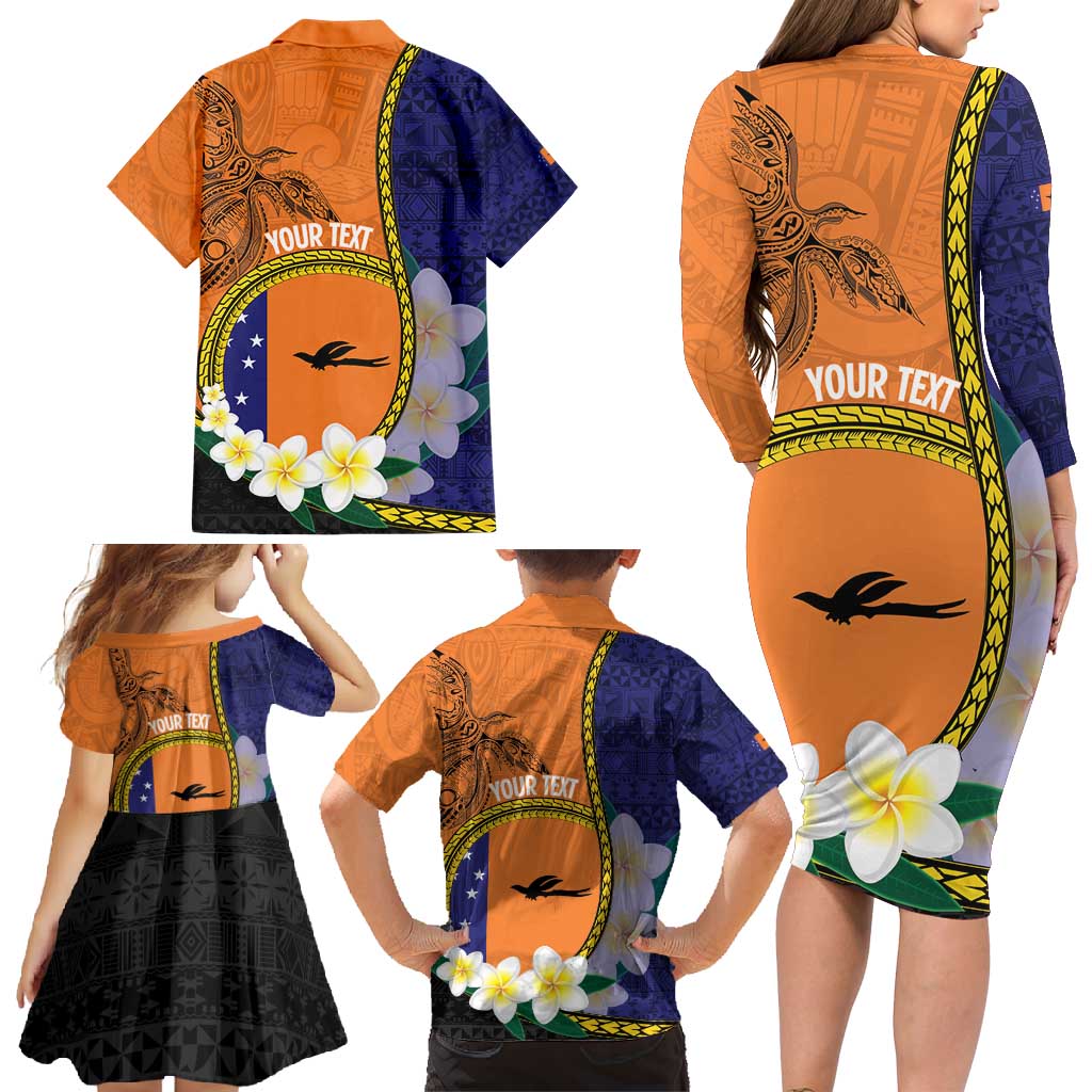 Personalised PNG Niu Ailan Family Matching Long Sleeve Bodycon Dress and Hawaiian Shirt Papua New Guinea Plumeria Melanesian Pattern LT14 - Polynesian Pride