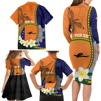 Personalised PNG Niu Ailan Family Matching Long Sleeve Bodycon Dress and Hawaiian Shirt Papua New Guinea Plumeria Melanesian Pattern LT14 - Polynesian Pride