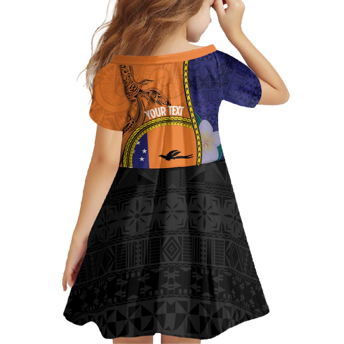 Personalised PNG Niu Ailan Family Matching Off The Shoulder Long Sleeve Dress and Hawaiian Shirt Papua New Guinea Plumeria Melanesian Pattern LT14 - Polynesian Pride