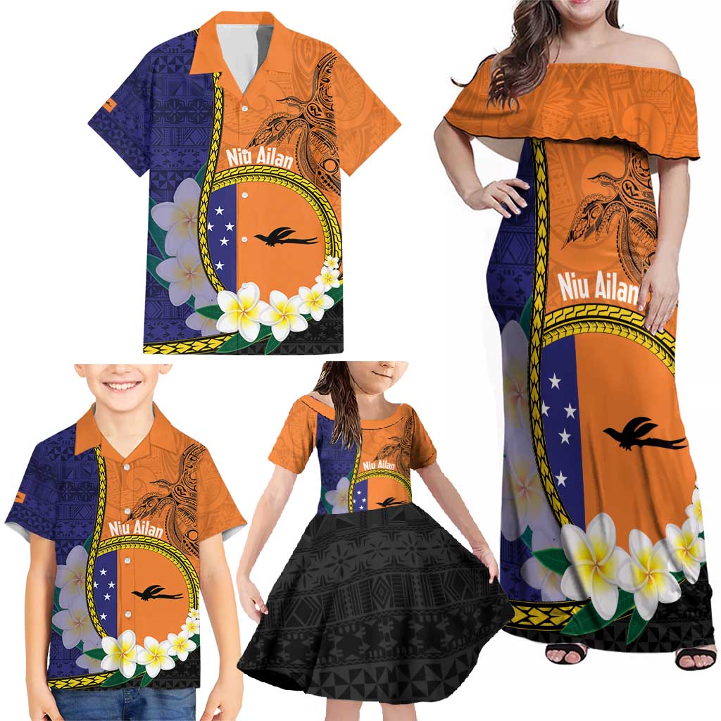 Personalised PNG Niu Ailan Family Matching Off Shoulder Maxi Dress and Hawaiian Shirt Papua New Guinea Plumeria Melanesian Pattern LT14 - Polynesian Pride