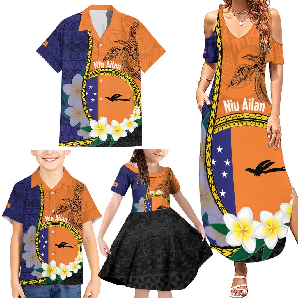 Personalised PNG Niu Ailan Family Matching Summer Maxi Dress and Hawaiian Shirt Papua New Guinea Plumeria Melanesian Pattern LT14 - Polynesian Pride