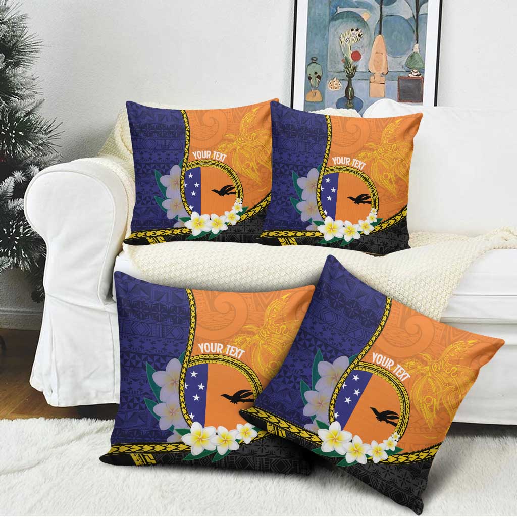 Personalised PNG Niu Ailan Pillow Cover Papua New Guinea Plumeria Melanesian Pattern - Polynesian Pride