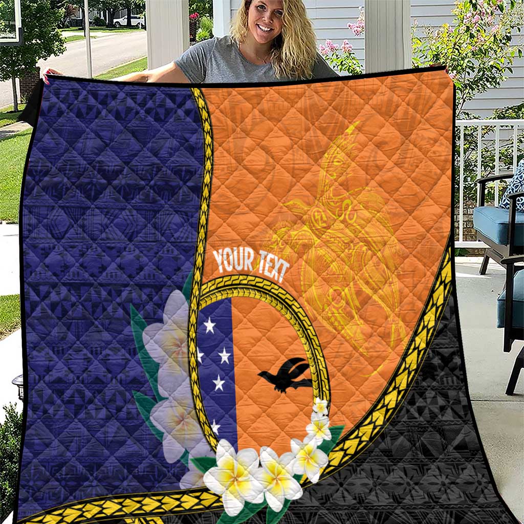 Personalised PNG Niu Ailan Quilt Papua New Guinea Plumeria Melanesian Pattern LT14 Orange - Polynesian Pride