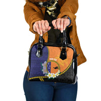 Personalised PNG Niu Ailan Shoulder Handbag Papua New Guinea Plumeria Melanesian Pattern - Polynesian Pride