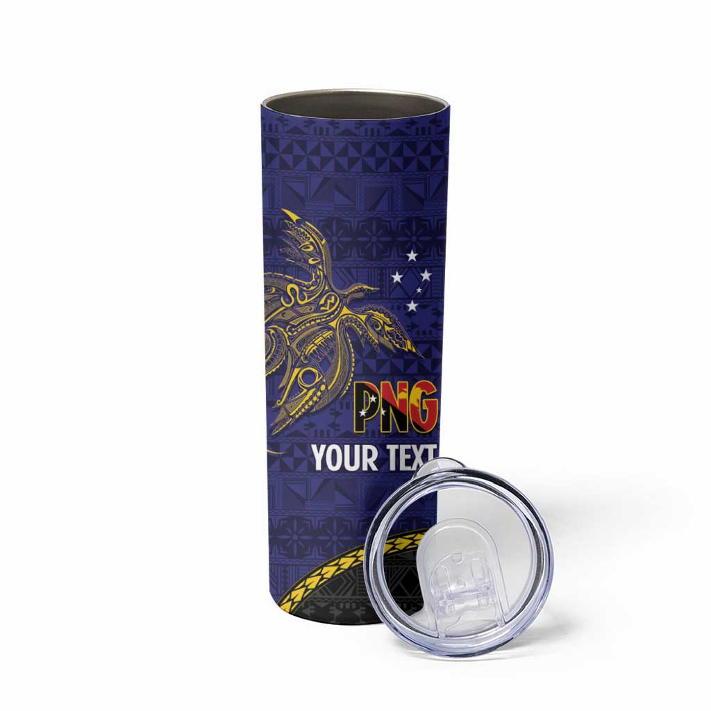 Personalised PNG Niu Ailan Skinny Tumbler Papua New Guinea Plumeria Melanesian Pattern LT14 - Polynesian Pride