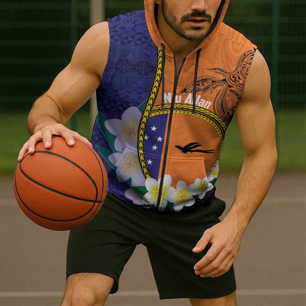 Personalised PNG Niu Ailan Sleeveless Zip Hoodie Papua New Guinea Plumeria Melanesian Pattern - Polynesian Pride