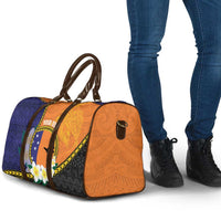 Personalised PNG Niu Ailan Travel Bag Papua New Guinea Plumeria Melanesian Pattern - Polynesian Pride
