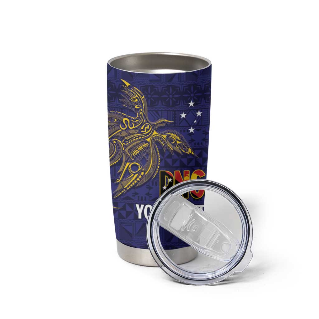 Personalised PNG Niu Ailan Tumbler Cup Papua New Guinea Plumeria Melanesian Pattern - Polynesian Pride