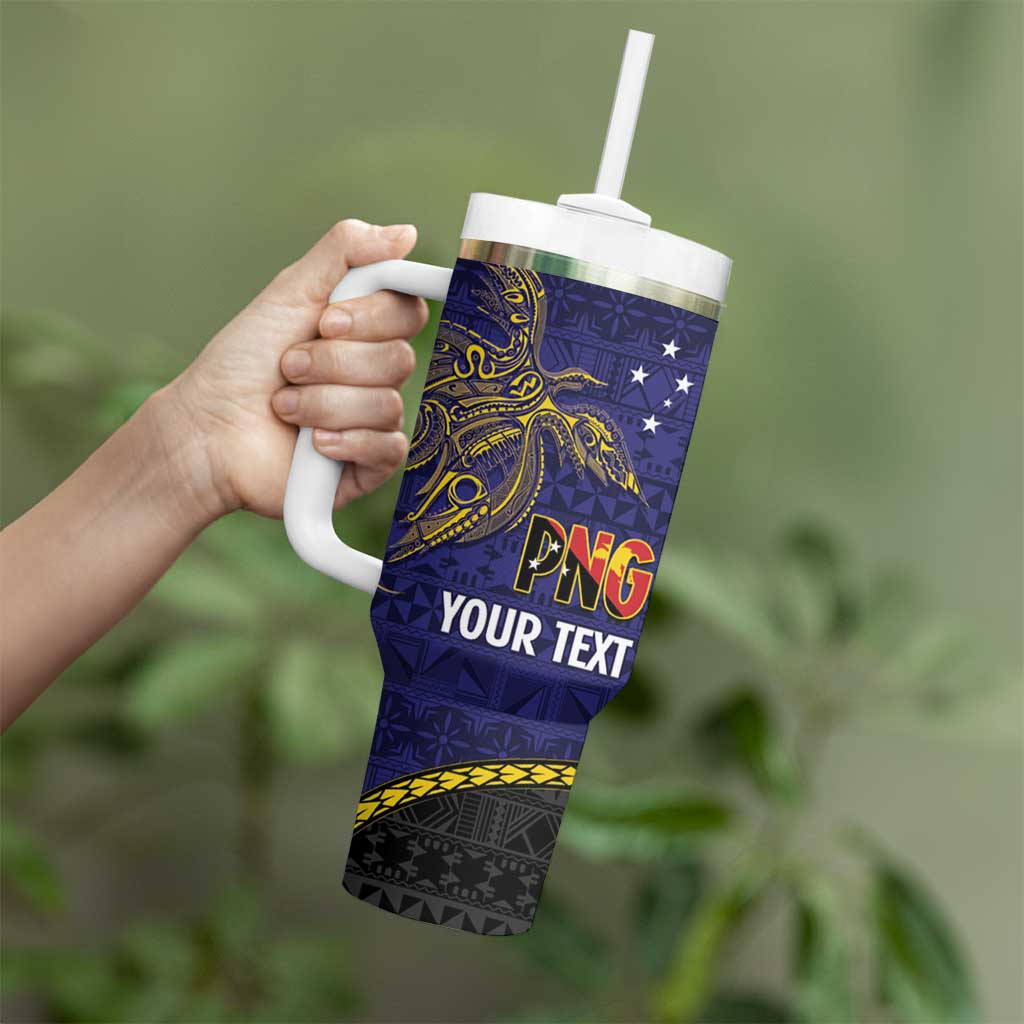 Personalised PNG Niu Ailan Tumbler With Handle Papua New Guinea Plumeria Melanesian Pattern - Polynesian Pride