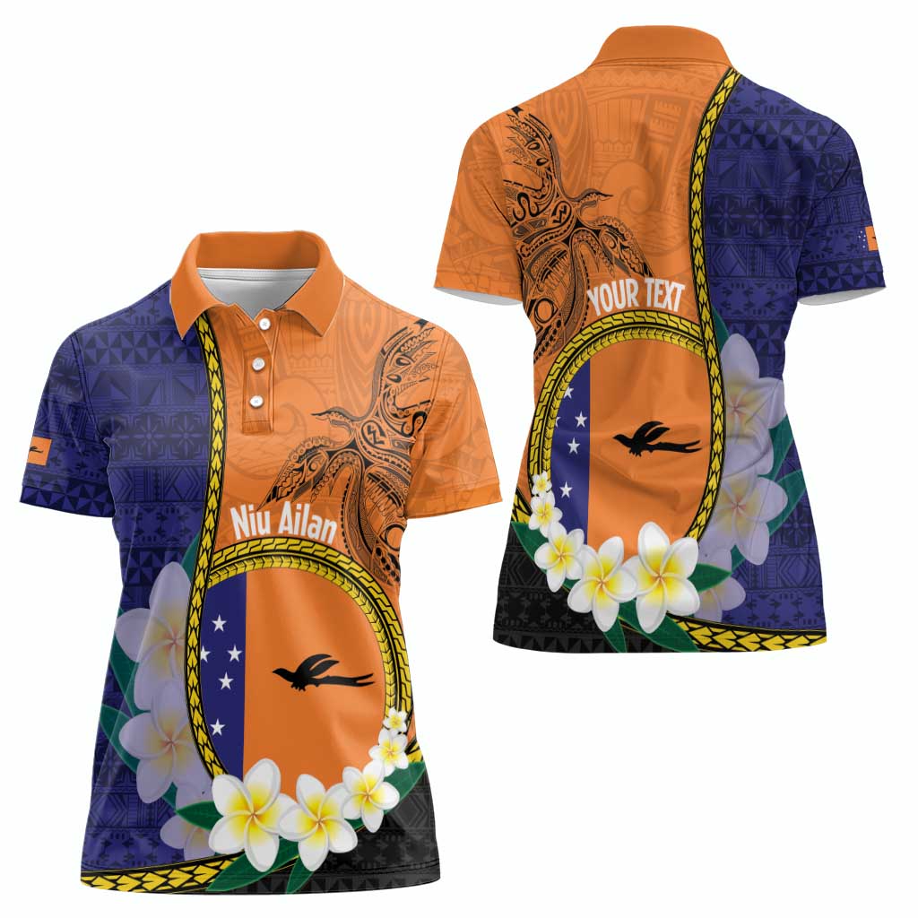 Personalised PNG Niu Ailan Women Polo Shirt Papua New Guinea Plumeria Melanesian Pattern LT14 - Polynesian Pride