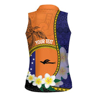 Personalised PNG Niu Ailan Women Sleeveless Polo Shirt Papua New Guinea Plumeria Melanesian Pattern LT14 - Polynesian Pride