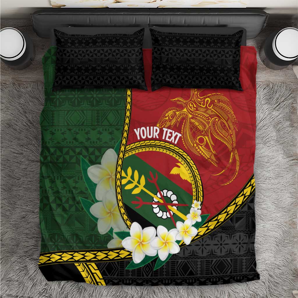 Personalised PNG Simbu Provins Bedding Set Papua New Guinea Plumeria Melanesian Pattern LT14 Green - Polynesian Pride