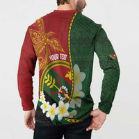 Personalised PNG Simbu Provins Button Sweatshirt Papua New Guinea Plumeria Melanesian Pattern - Polynesian Pride
