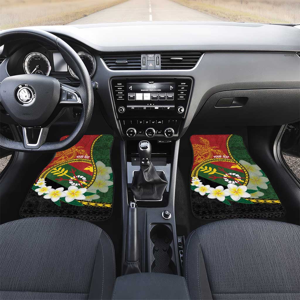 Personalised PNG Simbu Provins Car Mats Papua New Guinea Plumeria Melanesian Pattern LT14 Set 2pcs - Front Green - Polynesian Pride