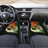 Personalised PNG Simbu Provins Car Mats Papua New Guinea Plumeria Melanesian Pattern LT14 Set 2pcs - Front Green - Polynesian Pride