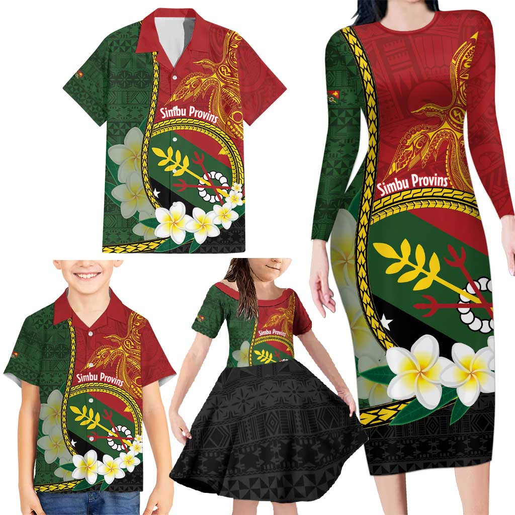 Personalised PNG Simbu Provins Family Matching Long Sleeve Bodycon Dress and Hawaiian Shirt Papua New Guinea Plumeria Melanesian Pattern LT14 - Polynesian Pride