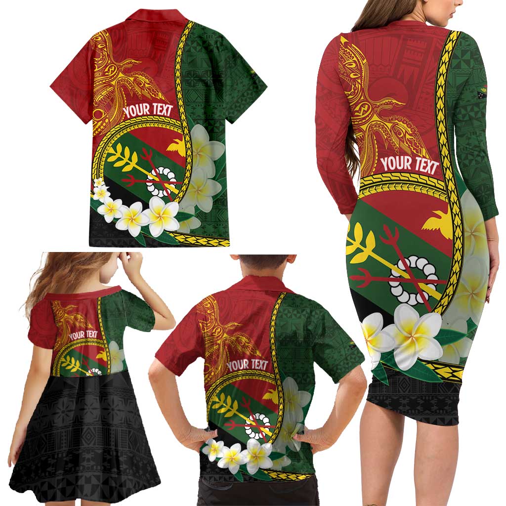 Personalised PNG Simbu Provins Family Matching Long Sleeve Bodycon Dress and Hawaiian Shirt Papua New Guinea Plumeria Melanesian Pattern LT14 - Polynesian Pride